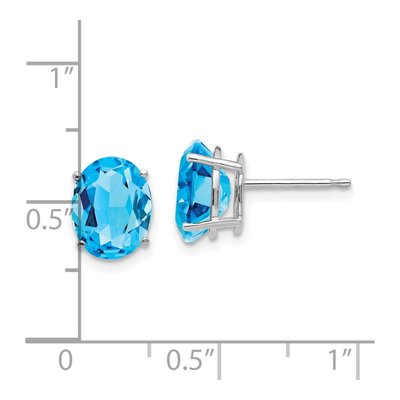 14K White Gold Swiss Blue Topaz Oval Stud Earrings – view 5