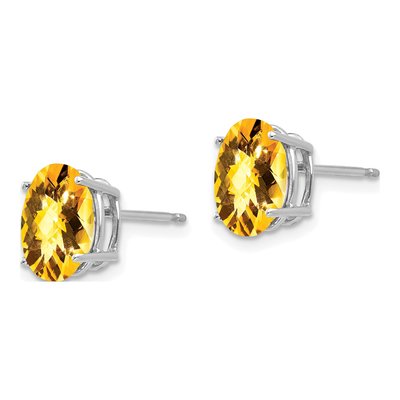 14K White Gold Citrine Oval Stud Earrings – view 2