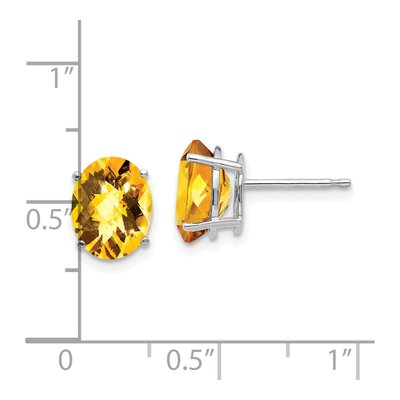 14K White Gold Citrine Oval Stud Earrings – view 4