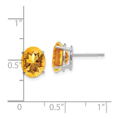 14K White Gold Citrine Oval Stud Earrings – view 4