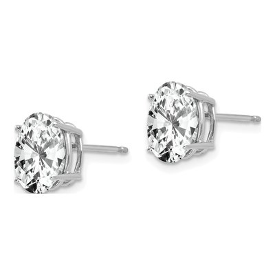 14K White Gold CZ Oval Stud Earrings – view 2