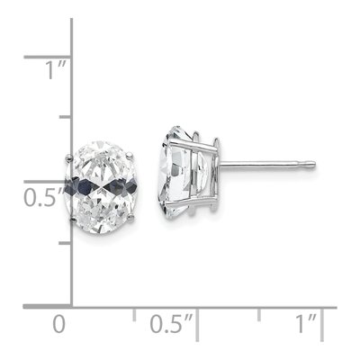 14K White Gold CZ Oval Stud Earrings – view 4