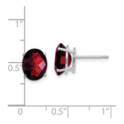 14K White Gold Garnet Oval Stud Earrings – view 4