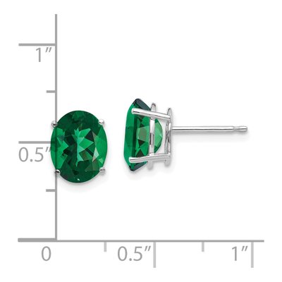 14K White Gold Lab-Created Helenite Oval Stud Earrings – view 4