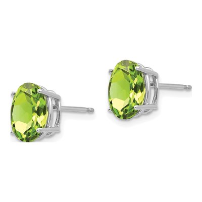14K White Gold Peridot Oval Stud Earrings – view 2