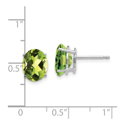 14K White Gold Peridot Oval Stud Earrings – view 4