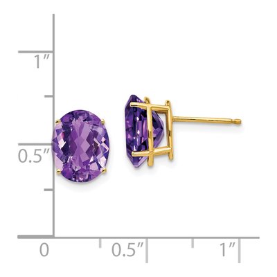 14K Yellow Gold Amethyst Oval Stud Earrings – view 5