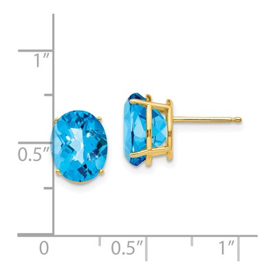 14K Yellow Gold Swiss Blue Topaz Oval Stud Earrings – view 4