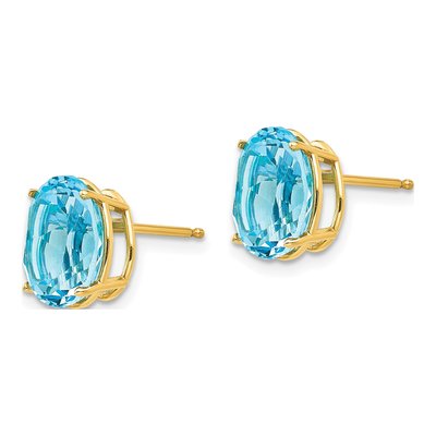 14K Yellow Gold Swiss Blue Topaz Oval Stud Earrings – view 3