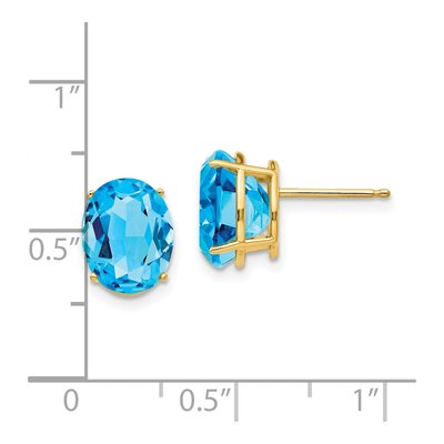 14K Yellow Gold Swiss Blue Topaz Oval Stud Earrings – view 4