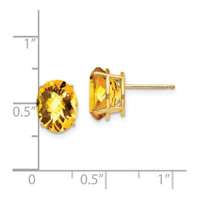 14K Yellow Gold Citrine Oval Checkerboard-Cut Stud Earrings – view 4