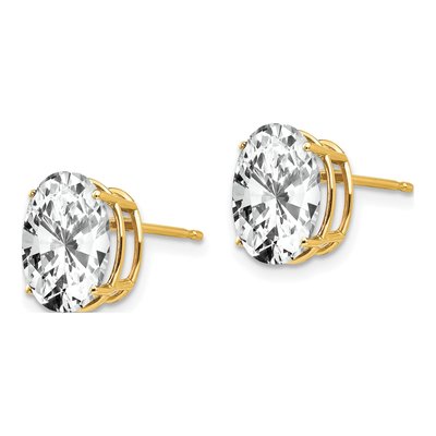 14K Yellow Gold CZ Oval Stud Earrings – view 2