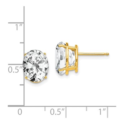 14K Yellow Gold CZ Oval Stud Earrings – view 4