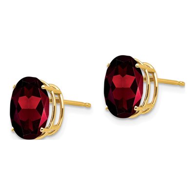 14K Yellow Gold Garnet Oval Stud Earrings – view 3