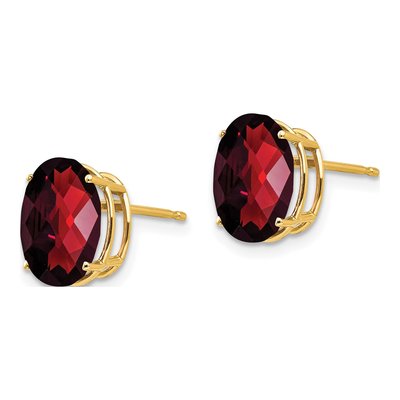 14K Yellow Gold Garnet Oval Stud Earrings – view 2