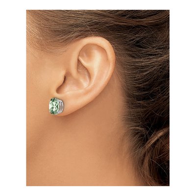 14K White Gold Green Quartz Oval Stud Earrings – view 3