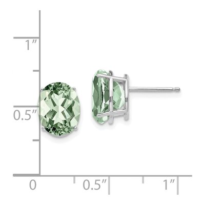 14K White Gold Green Quartz Oval Stud Earrings – view 4