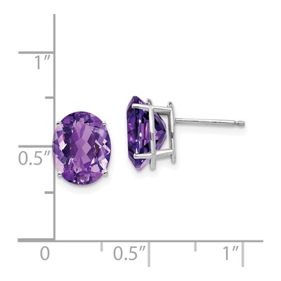 14K White Gold Amethyst Oval Stud Earrings – view 5