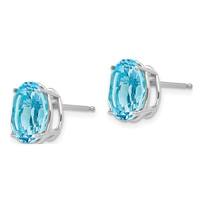 14K White Gold Swiss Blue Topaz Oval Stud Earrings – view 2
