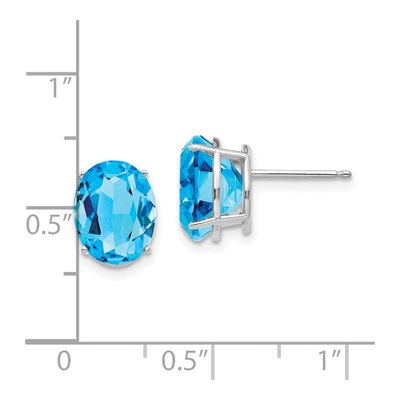 14K White Gold Swiss Blue Topaz Oval Stud Earrings – view 4