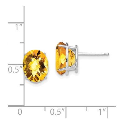14K White Gold Oval Citrine Checker-Cut Stud Earrings – view 4
