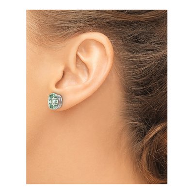 14K White Gold Green Quartz Oval Stud Earrings – view 3