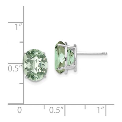 14K White Gold Green Quartz Oval Stud Earrings – view 4
