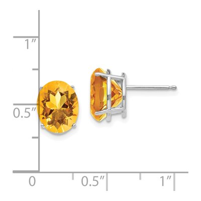 14K White Gold Citrine Oval Stud Earrings – view 4