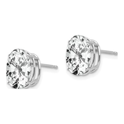 14K White Gold CZ Oval Stud Earrings – view 3