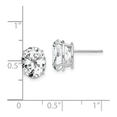 14K White Gold CZ Oval Stud Earrings – view 5