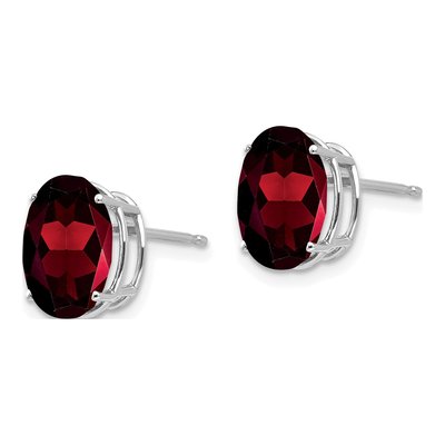 14K White Gold Garnet Oval Stud Earrings – view 2