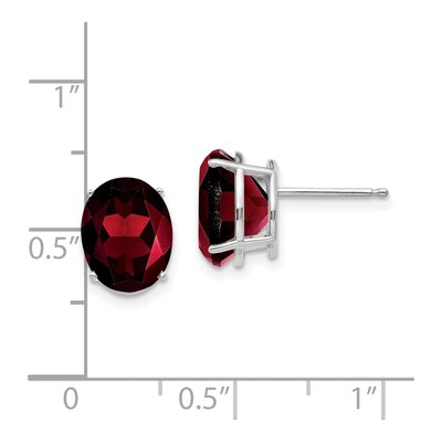 14K White Gold Garnet Oval Stud Earrings – view 4