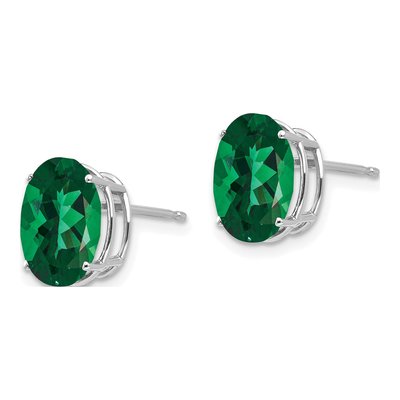 14K White Gold Oval Lab-Created Helenite Mount St Helens Stud Earrings – view 2