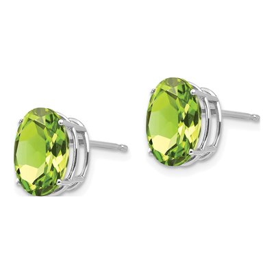 14K White Gold Peridot Oval Stud Earrings – view 3