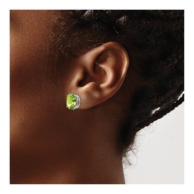 14K White Gold Peridot Oval Stud Earrings – view 4