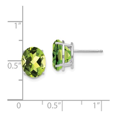 14K White Gold Peridot Oval Stud Earrings – view 5