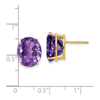 14K Yellow Gold Amethyst Oval Stud Earrings – view 4