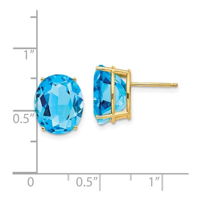14K Yellow Gold Swiss Blue Topaz Oval Stud Earrings – view 4