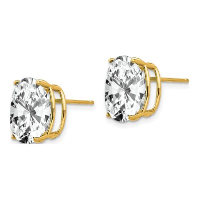 14K Yellow Gold CZ Oval Stud Earrings – view 2