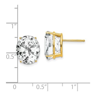 14K Yellow Gold CZ Oval Stud Earrings – view 4