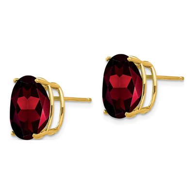 14K Yellow Gold Garnet Oval Stud Earrings – view 2