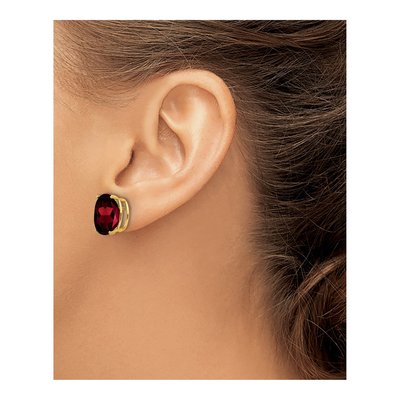 14K Yellow Gold Garnet Oval Stud Earrings – view 3