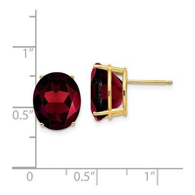 14K Yellow Gold Garnet Oval Stud Earrings – view 4