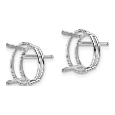 14K White Gold Oval Earring Mounting – view 3