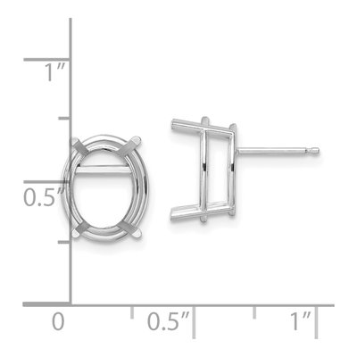 14K White Gold Oval Earring Mounting – view 4