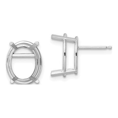 14K White Gold Oval Earring Mounting