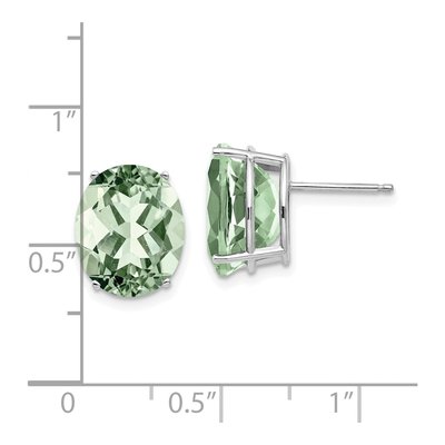 14K White Gold Green Quartz Oval Stud Earrings – view 4