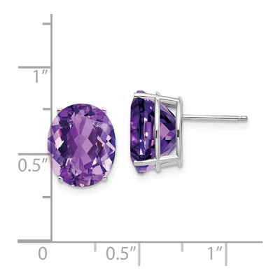 14K White Gold Amethyst Oval Stud Earrings – view 4