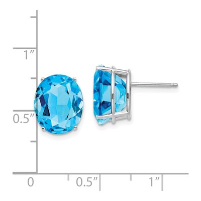14K White Gold Swiss Blue Topaz Oval Stud Earrings – view 4