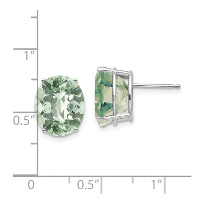 14K White Gold Green Quartz Oval Stud Earrings – view 4
